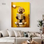 Art mural amusant : caniche nain aux toilettes