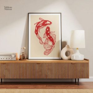 Tableau Carpes Koï Rouges