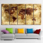 Tableau carte du monde ancienne, décor mural vintage
