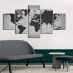 Décoration murale carte du monde en couleur anthracite
