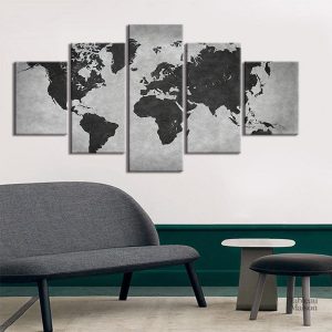 Décoration murale carte du monde en couleur anthracite