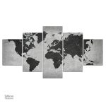 Tableau décoration carte du monde stylisée en anthracite