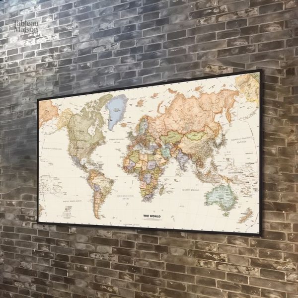 Art mural carte du monde pour voyageur passionné