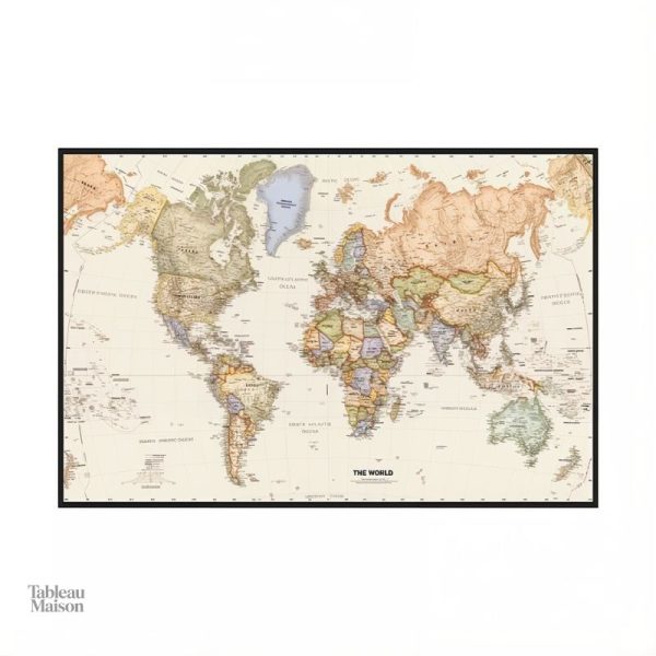 Décoration intérieure : carte du monde avec pays identifiés