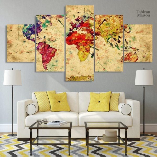 Tableau coloré représentant une carte du monde