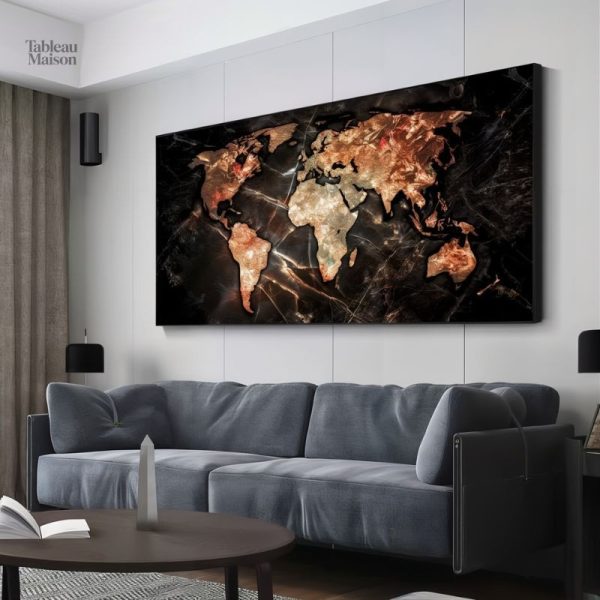 Carte du monde décorative au style industriel