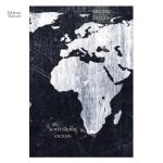Carte du monde stylisée en monochrome pour intérieur moderne