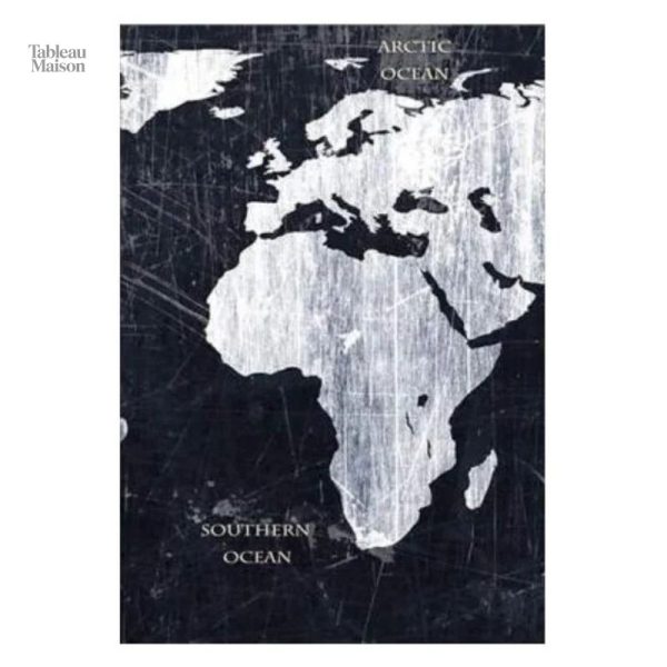Carte du monde stylisée en monochrome pour intérieur moderne