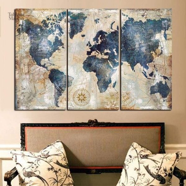 Tableau moderne carte du monde pour salon