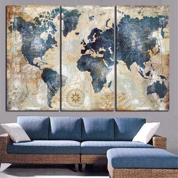 Tableau décoratif carte du monde contemporain