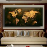 Tableau vintage carte du monde décoratif
