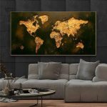Carte du monde art mural style rétro