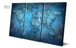 Décoration murale carte du monde en bleu élégant