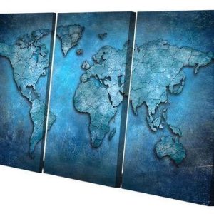 Décoration murale carte du monde en bleu élégant