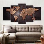 Tableau carte du monde en métal décoratif