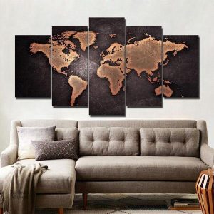 Tableau carte du monde en métal décoratif
