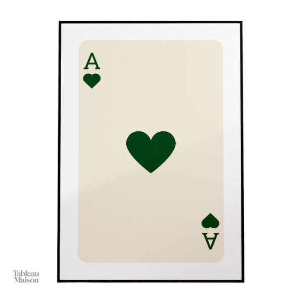 Œuvre d'art en tableau avec nuances de vert et cartes