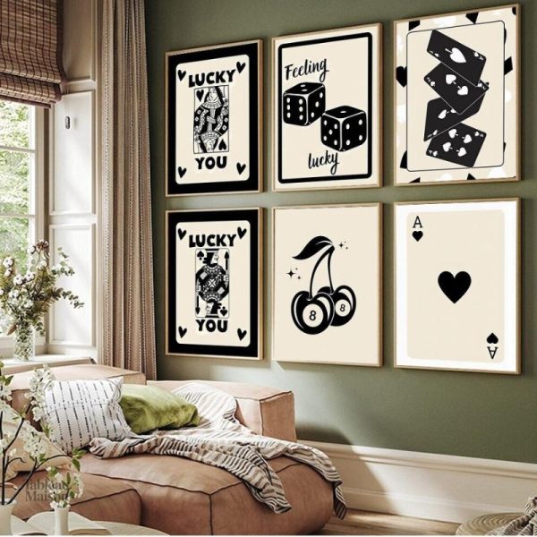 Tableau noir et blanc Casino Cartes