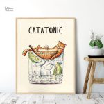 Tableau artistique représentant un chat en cocktail