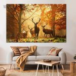 Tableau Cerf Automne avec des couleurs chaleureuses