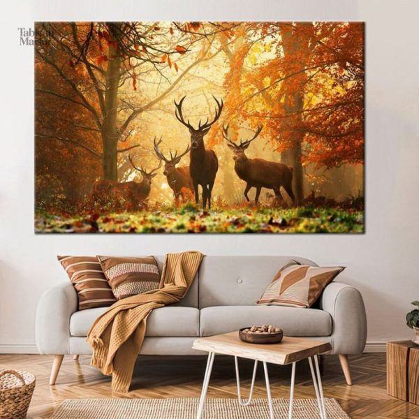 Tableau Cerf Automne avec des couleurs chaleureuses