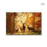 Art mural cerf en ambiance automnale