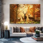 Décoration murale avec cerf et feuillage d'automne