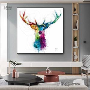 Tableau décoratif : cerf aux couleurs éclatantes