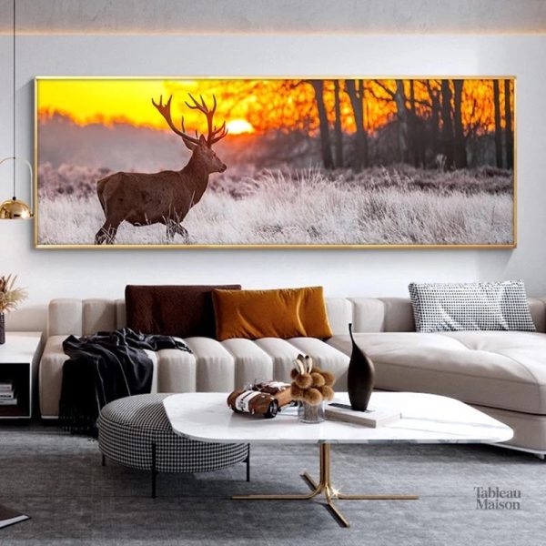 Tableau Cerf au coucher de soleil