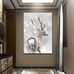 Art mural représentant un cerf dans la neige