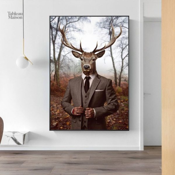 Tableau cerf en costume élégant et artistique