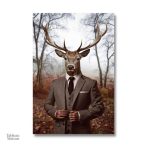 Décoration murale originale avec cerf stylisé en tenue formelle
