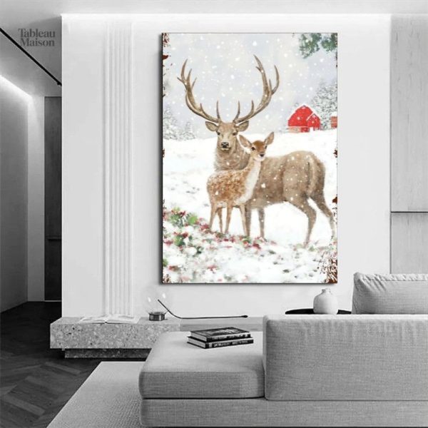 Tableau Cerf et Biche en décoration murale