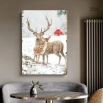 Illustration d'un cerf majestueux et d'une biche