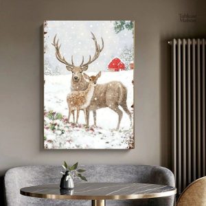 Illustration d'un cerf majestueux et d'une biche