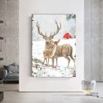 Art mural représentant un cerf et une biche