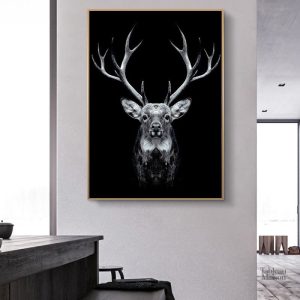 Art mural représentant un cerf dans un style contemporain