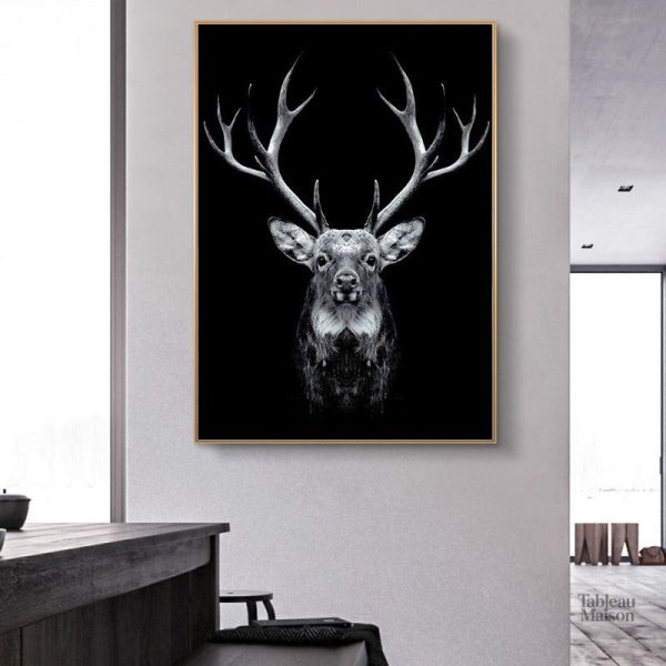 Art mural représentant un cerf dans un style contemporain