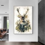 Tableau cerf dans une forêt apaisante
