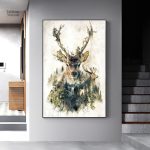 Art mural cerf majestueux au cœur d'une nature verdoyante