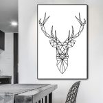 Art mural cerf avec motifs géométriques