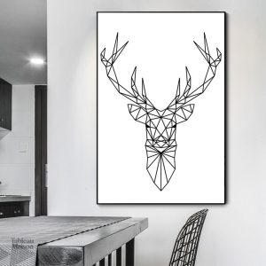 Art mural cerf avec motifs géométriques