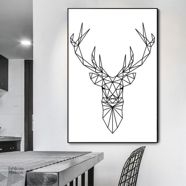 Art mural cerf avec motifs géométriques