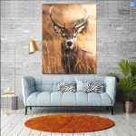Art mural de cerf en grande taille pour intérieur