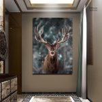 Art mural cerf contemporain pour décoration intérieure