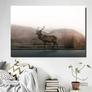 Tableau cerf en montagne, œuvre artistique inspirante