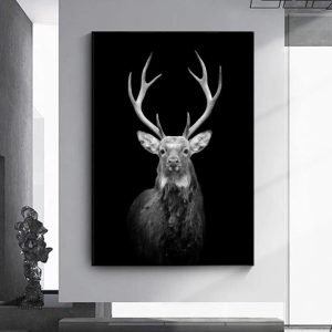 Art mural cerf monochrome élégant