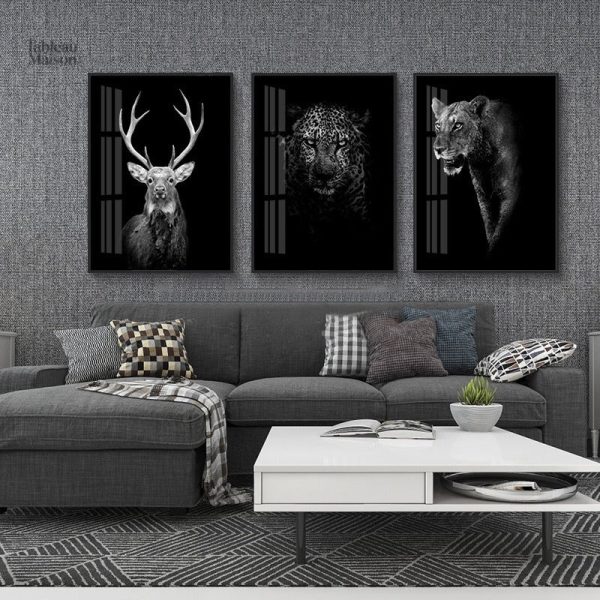 Image artistique cerf en silhouette monochrome