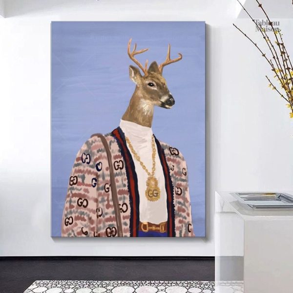 Tableau pop art représentant un cerf coloré