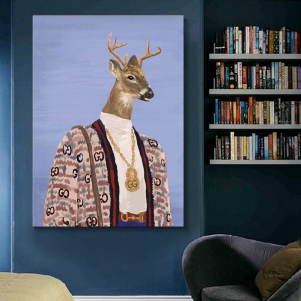 Œuvre d'art moderne avec un cerf en style pop art